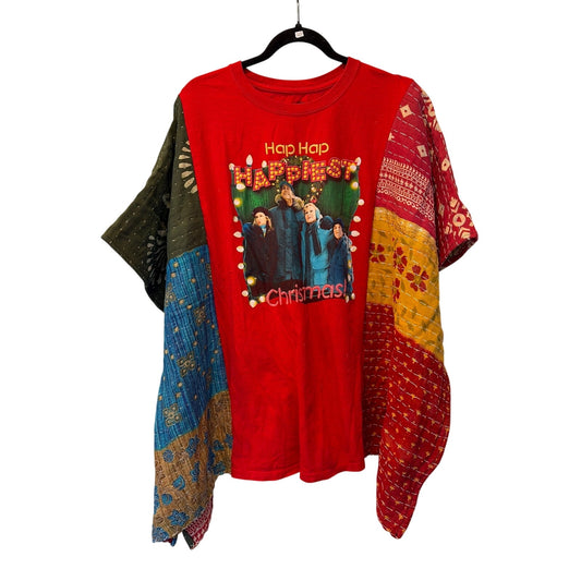 Christmas Vacation Upcycled Kantha Tunic Top Shirt OS Handmade  Bohemian