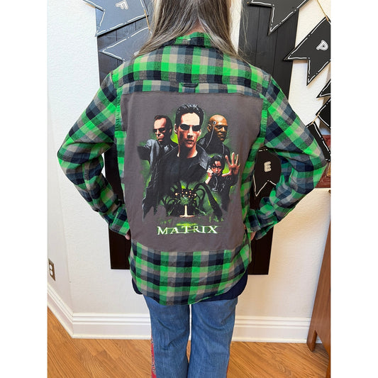 The Matrix Upcycled Flannel Shirt Unisex Size Medium M