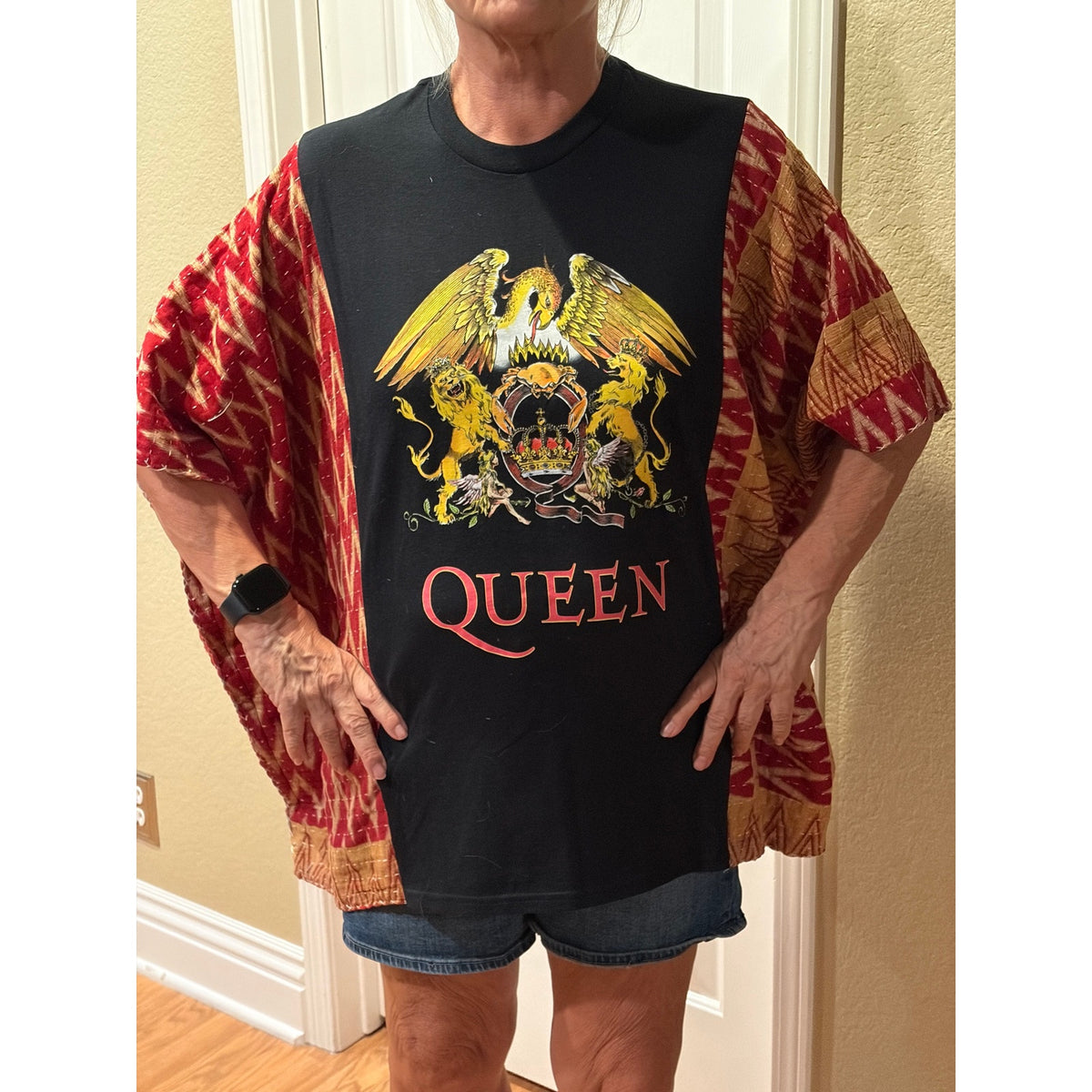 Queen Upcycled Kantha Tunic Top Shirt OS Handmade Bohemian Hippie