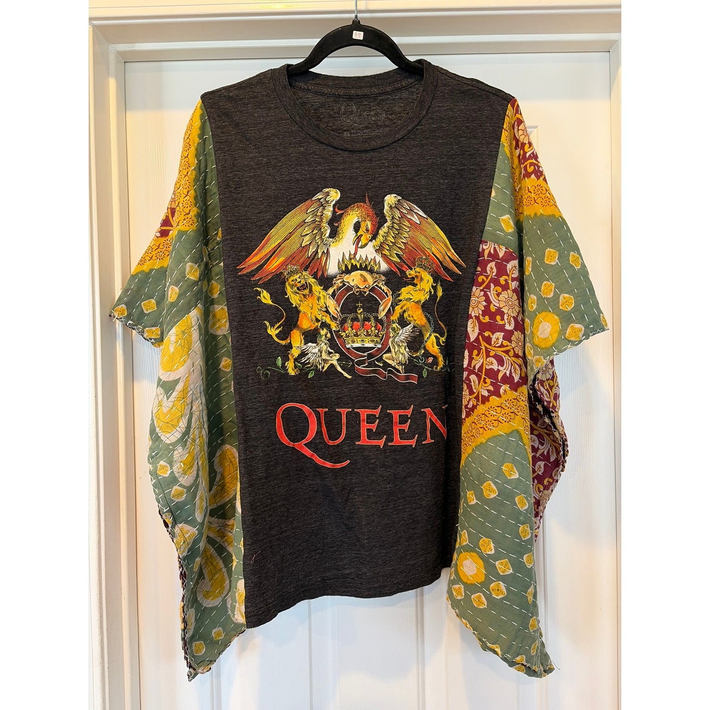 Queen Upcycled Kantha Tunic Top Shirt OS Handmade Boho