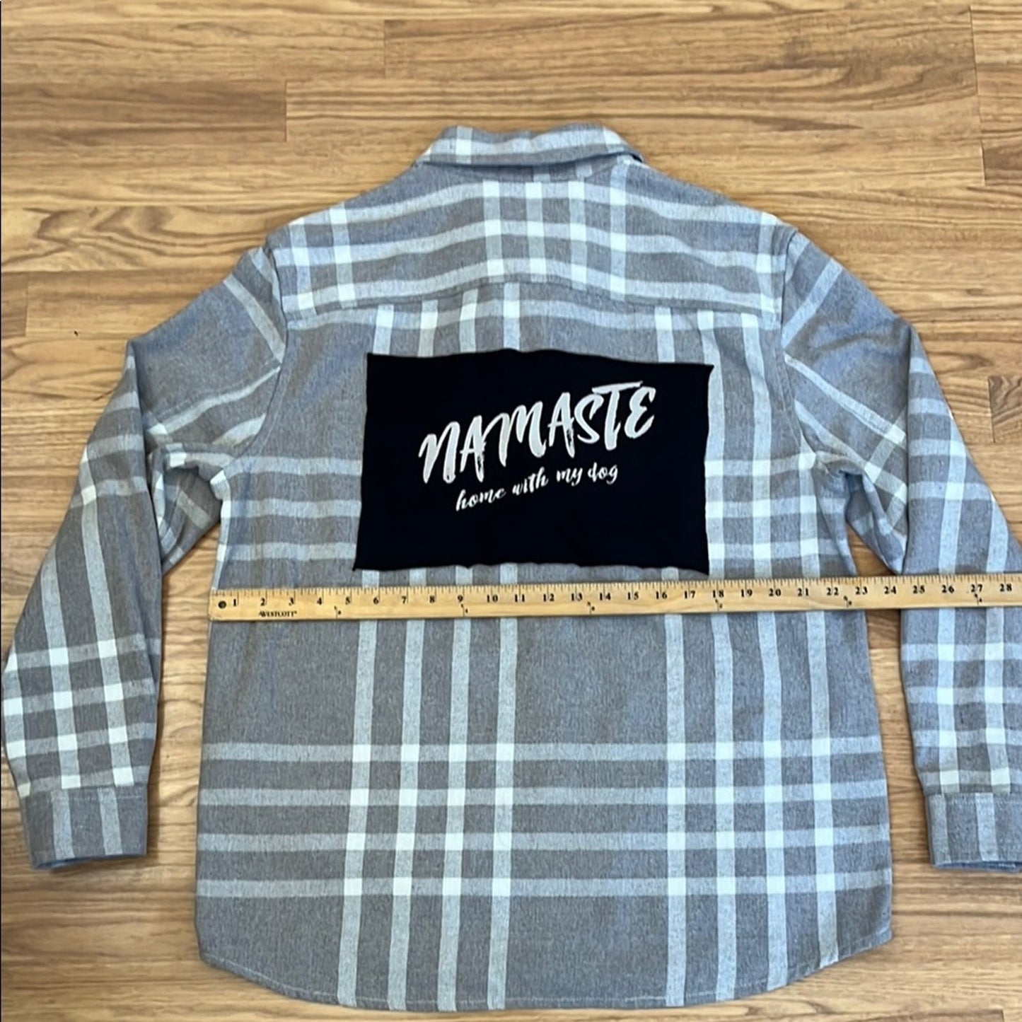 Namaste Home with My Dog Upcycled Flannel Jackets Size Large L
