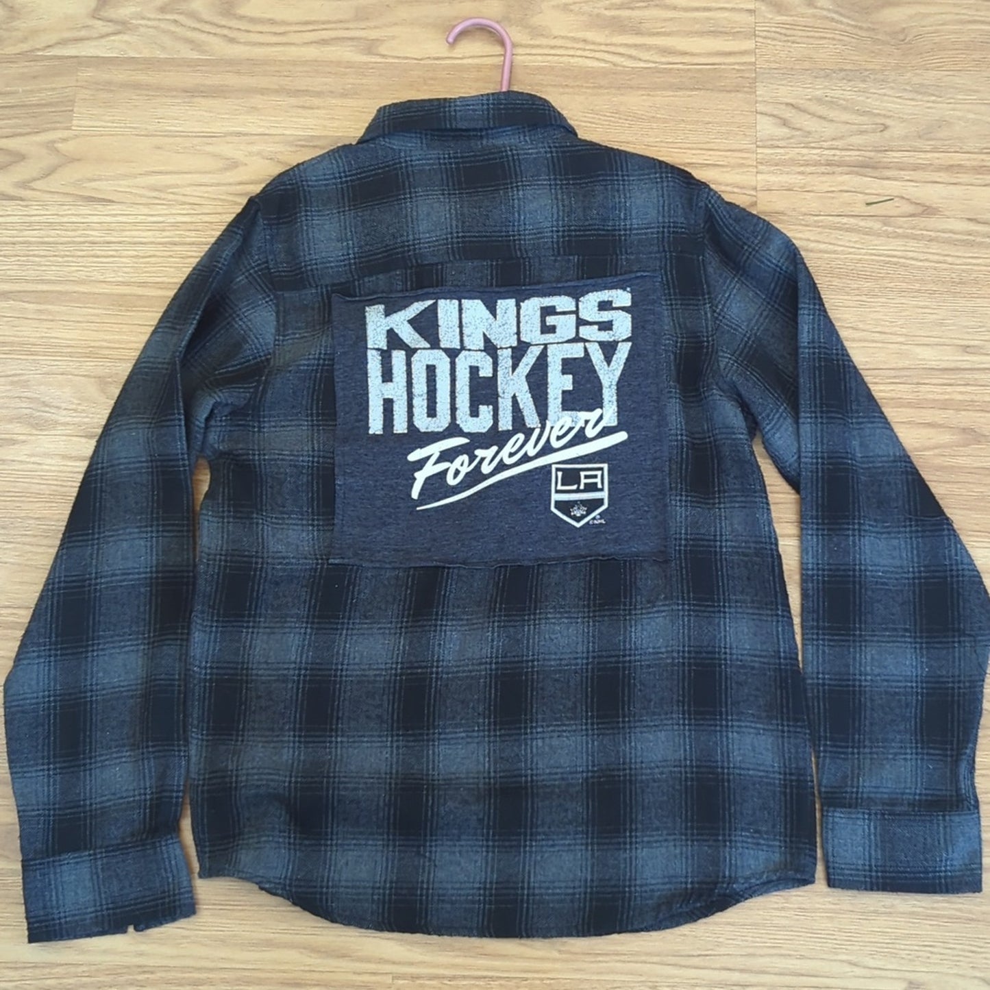 LA Kings Hockey Flannel Shirt upcycled unisex size medium