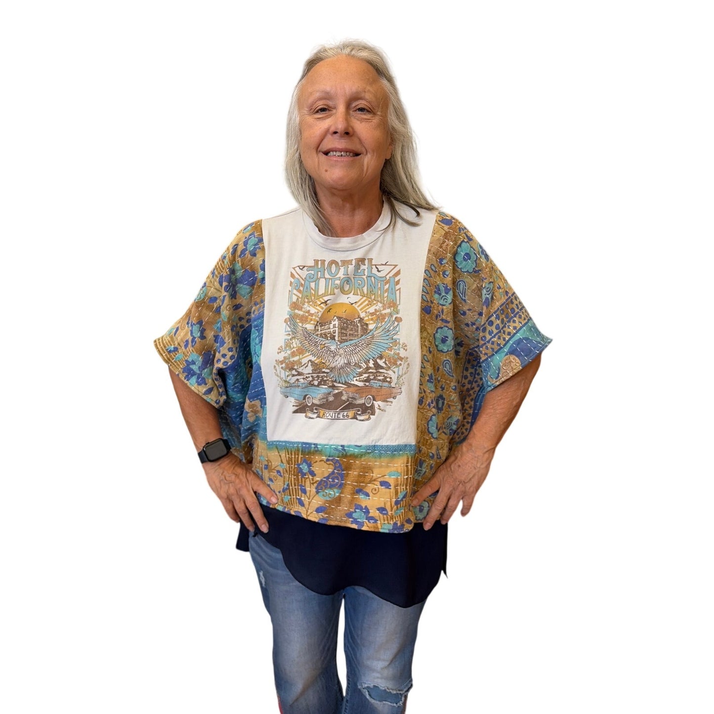 Hotel California Kantha Tunic Top Shirt OS Handmade Boho