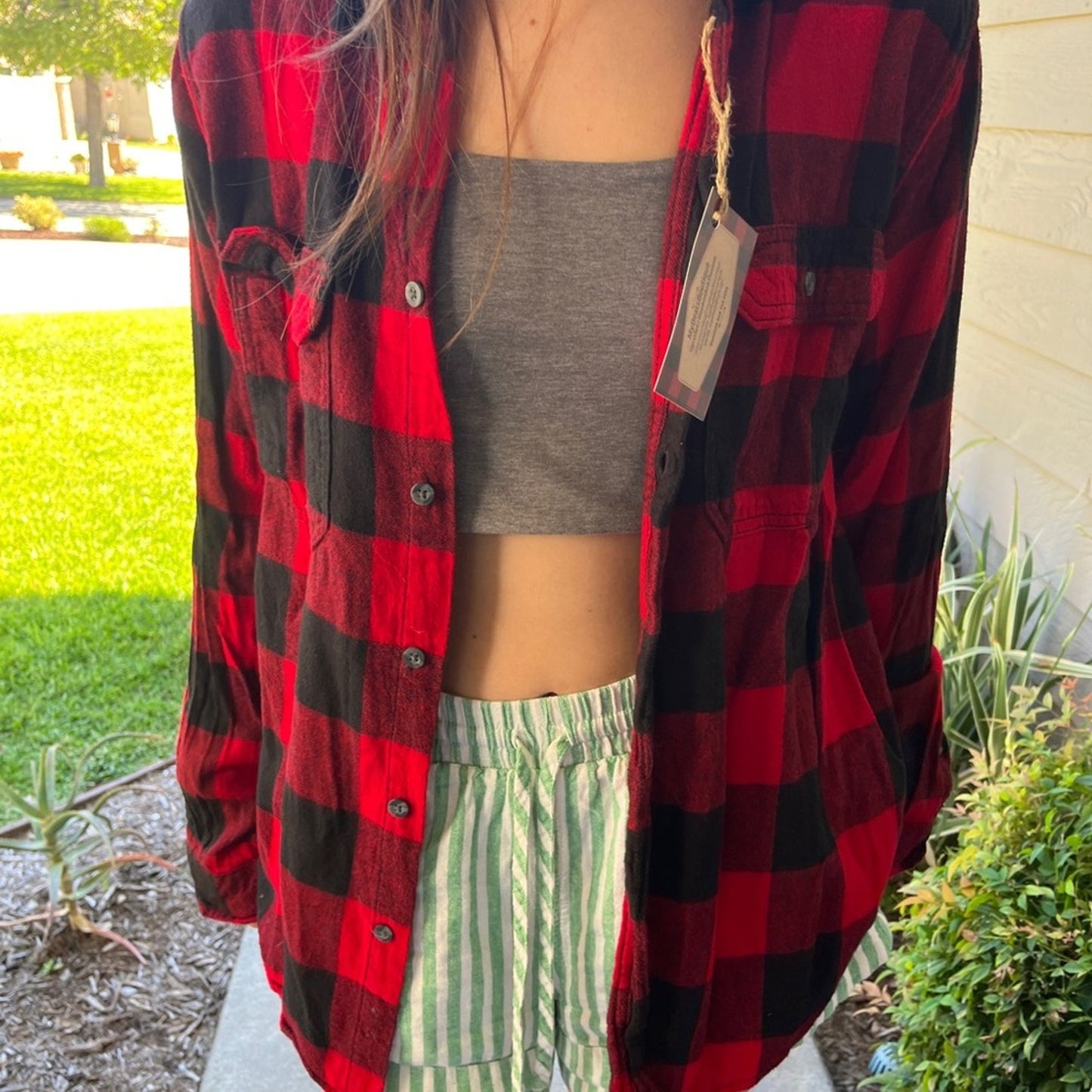 Chapman University Flannel Shirt upcycled one of a kind size Medium unisex