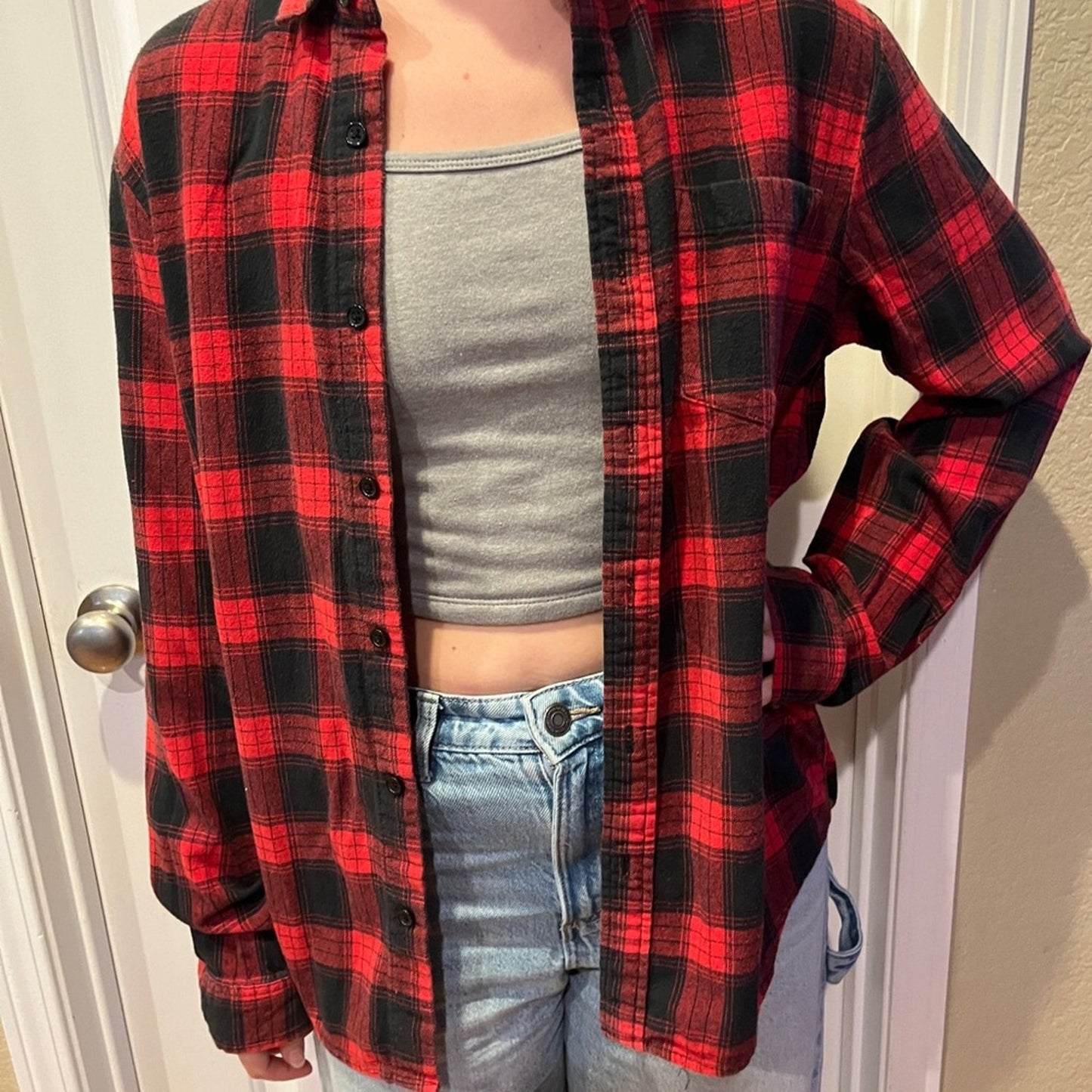 Upcycled Nightmare before Christmas Flannel Shirt Unisex Size Medium M