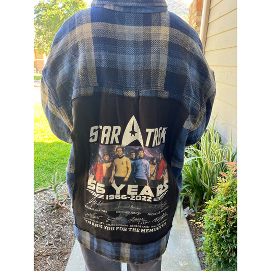 Star Trek Flannel Shirt upcycled one of a kind X-Large XL