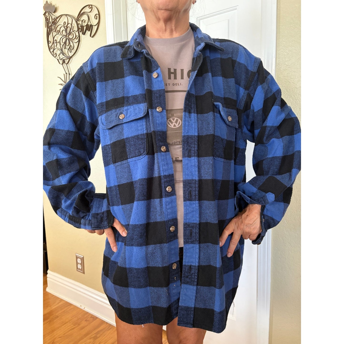 LA Dodgers Upcycled Flannel Shirt Unisex Size XXL