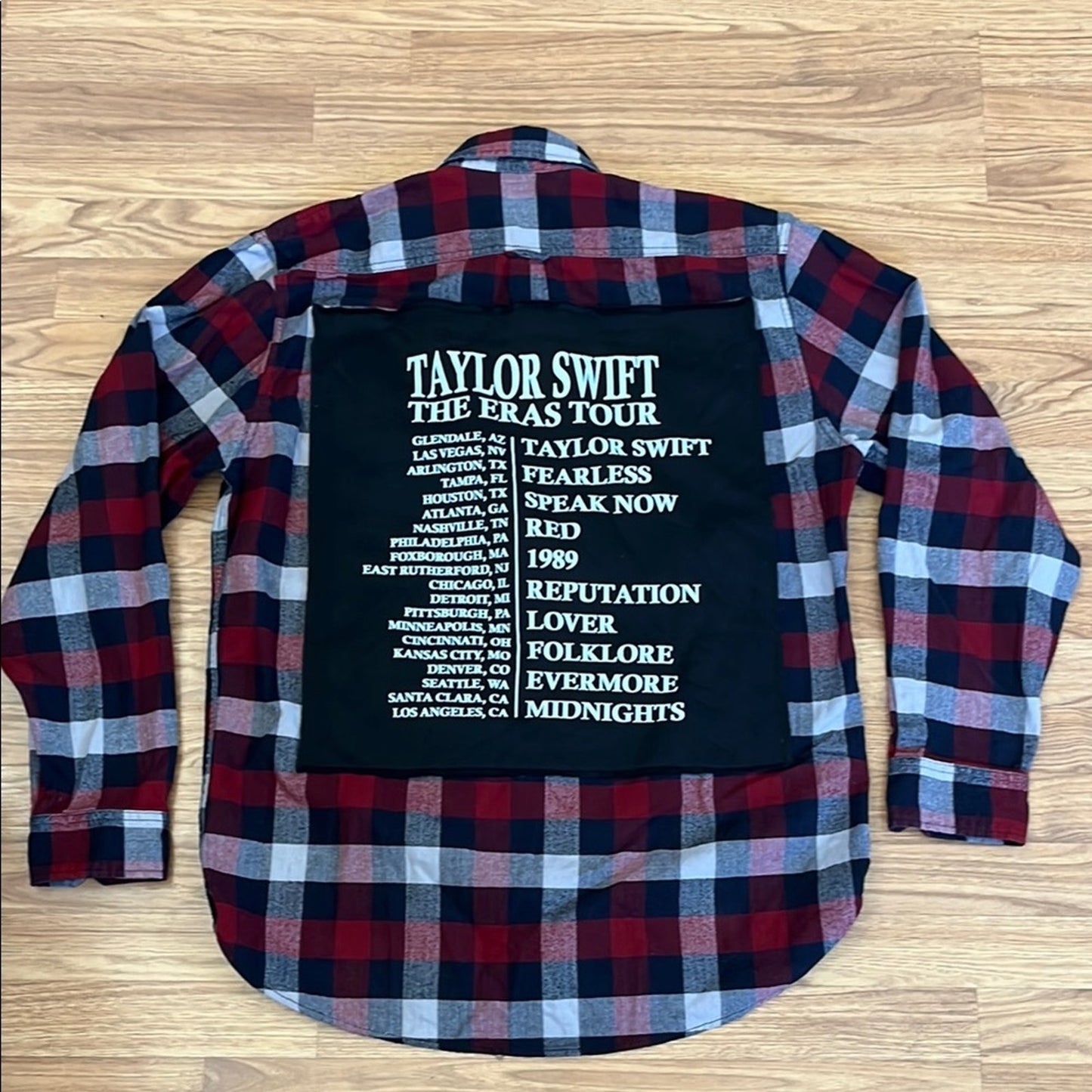 Taylor Swift Eras Tour Upcycled Flannel Shirt unisex Size Large XLT