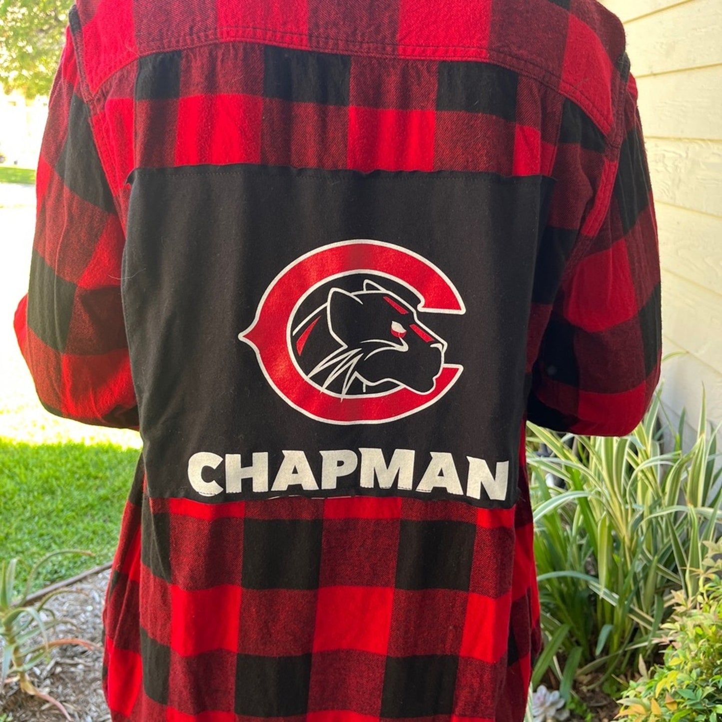 Chapman University Flannel Shirt upcycled one of a kind size Medium unisex