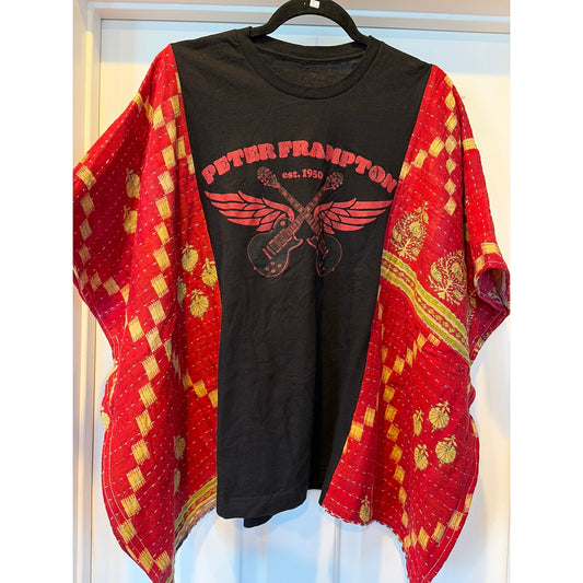 Peter Frampton Upcycled Kantha Tunic Top Shirt OS Handcrafted Boho