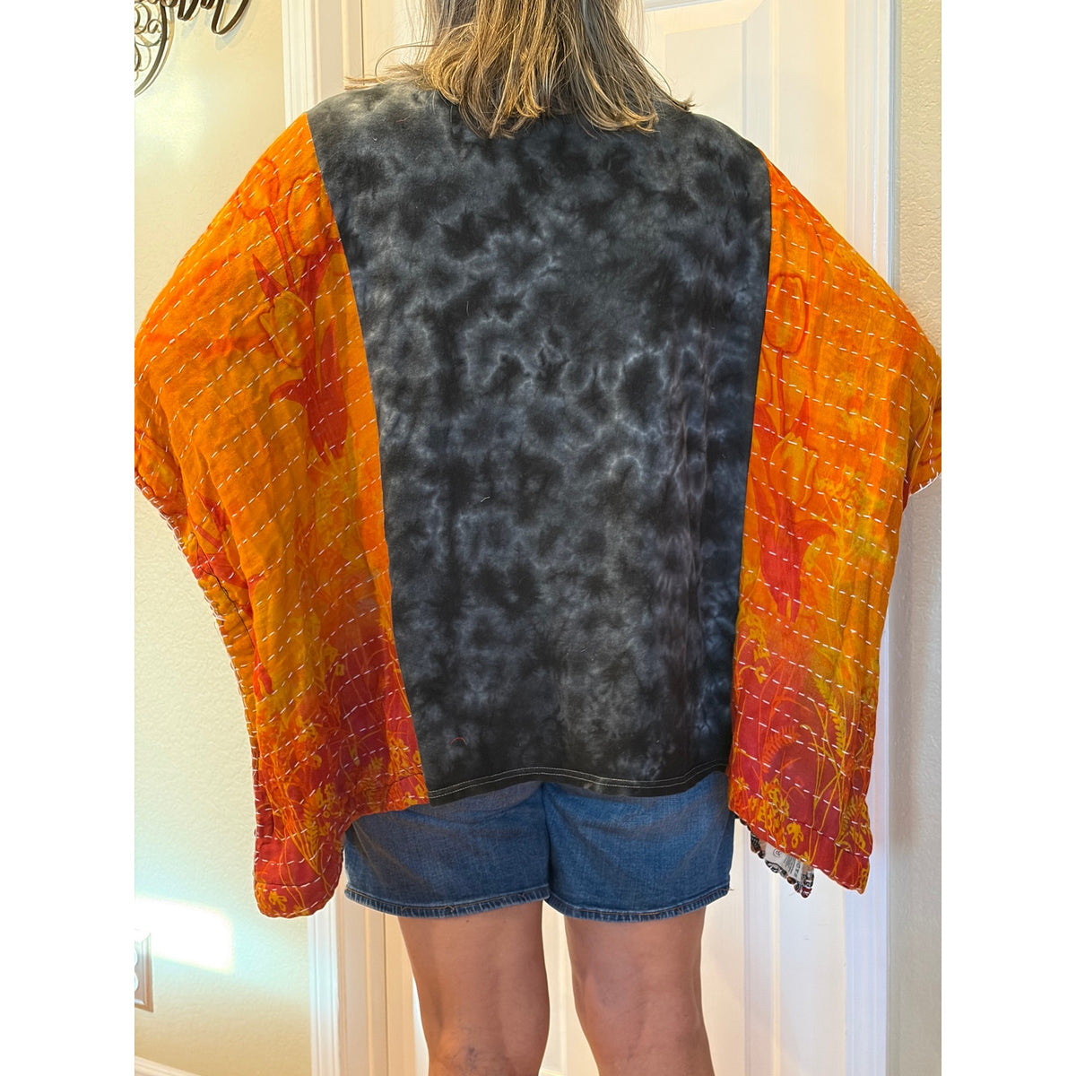 Aerosmith Upcycled Kantha Tunic Top Shirt OS Handmade Boho