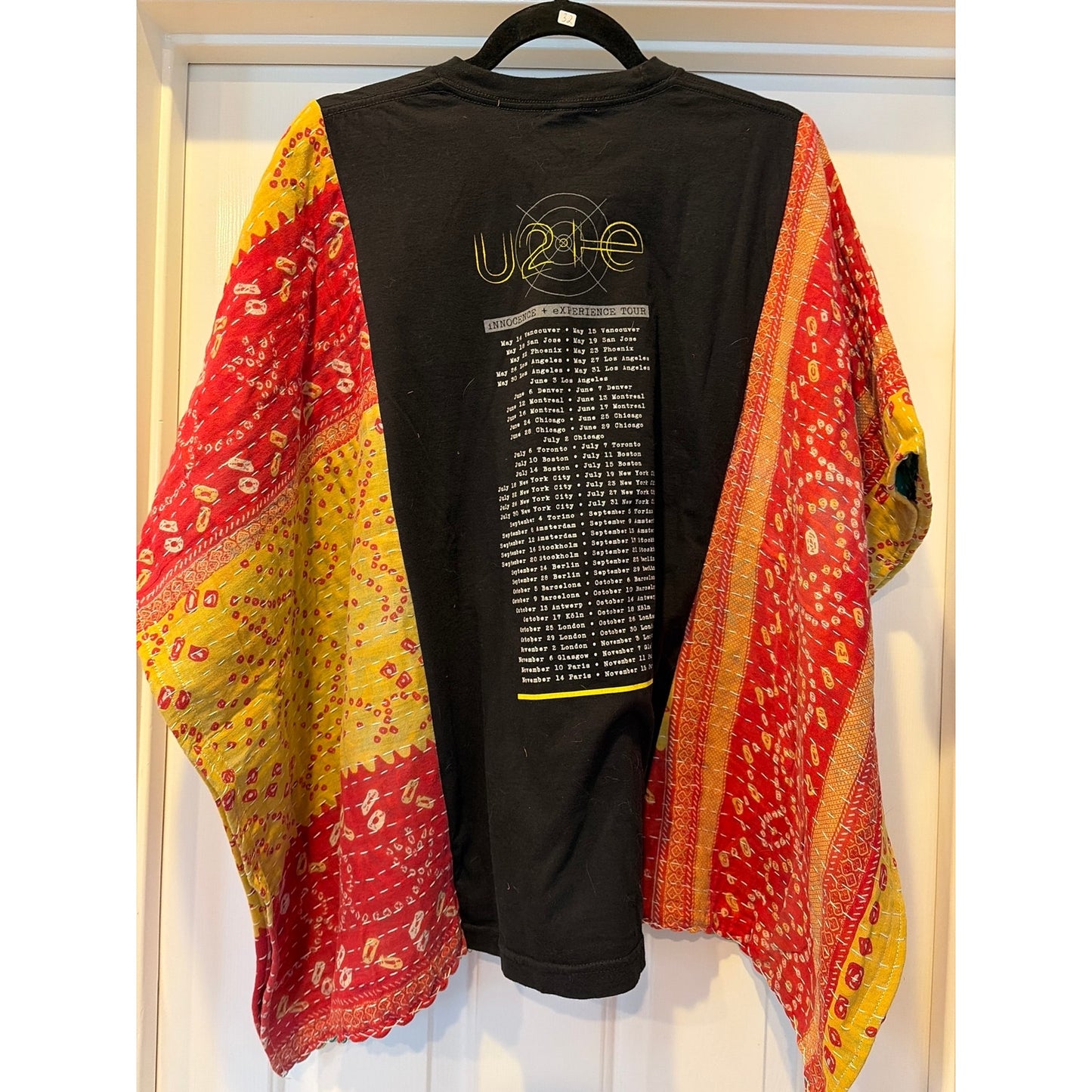 U2 Upcycled Kantha Tunic Top Shirt OS Handmade Boho