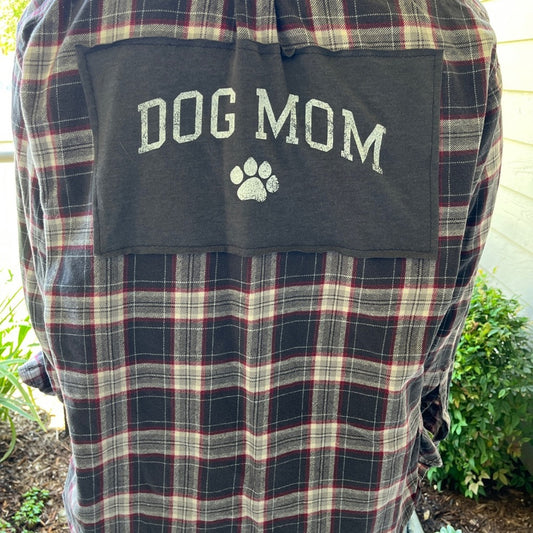 Dog Mom Flannel Shirt upcycled one of a kind unisex XL X-Large