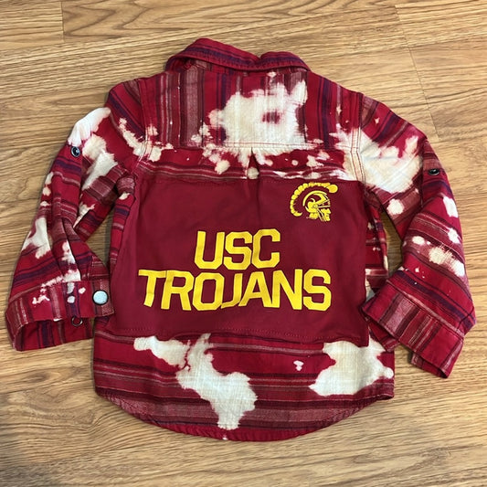 USC Flannel Shirt upcycled bleached unisex size 2T