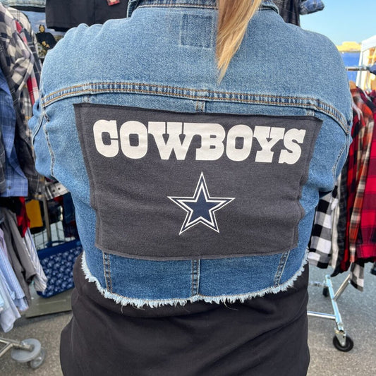 Dallas Cowboys NFL Football Jean Jackets Short Frayed size Large L