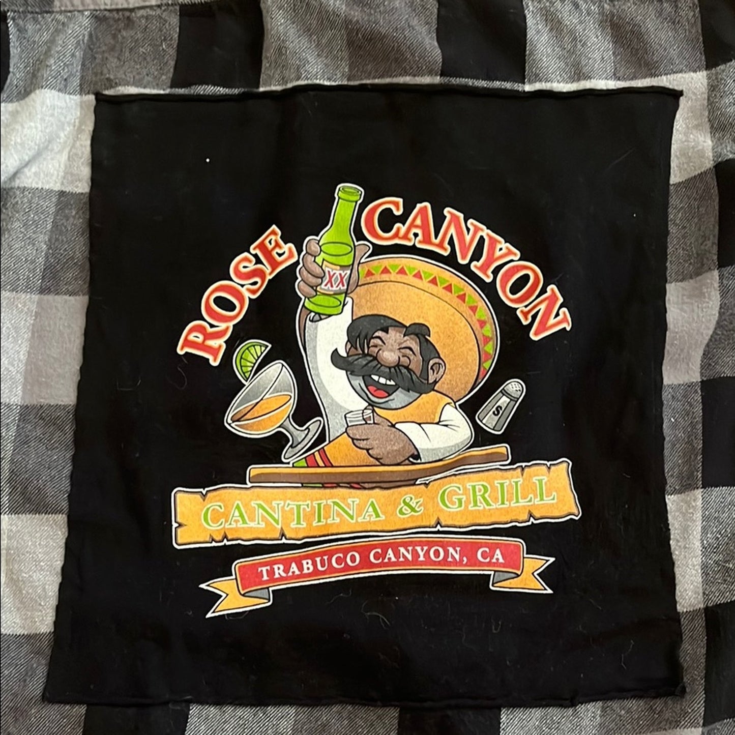 Rose Canyon Cantina & Grill Flannel Shirt upcycled unisex size Large L