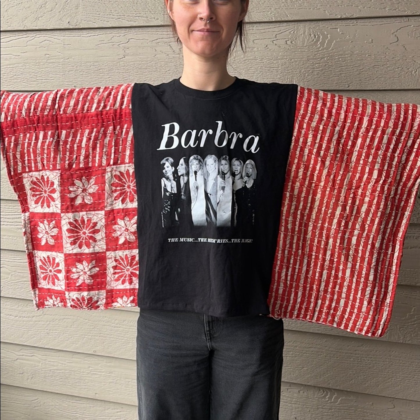 Barbara Streisand Upcycled Kantha Tunic Top Shirt OS Handmade Bohemian Hippie