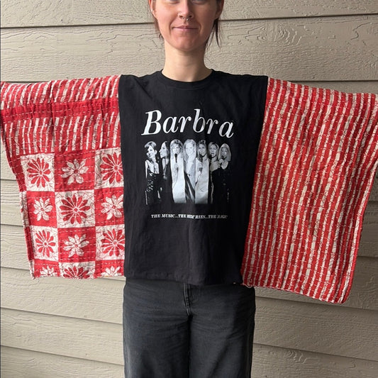 Barbara Streisand Upcycled Kantha Tunic Top Shirt OS Handmade Bohemian Hippie