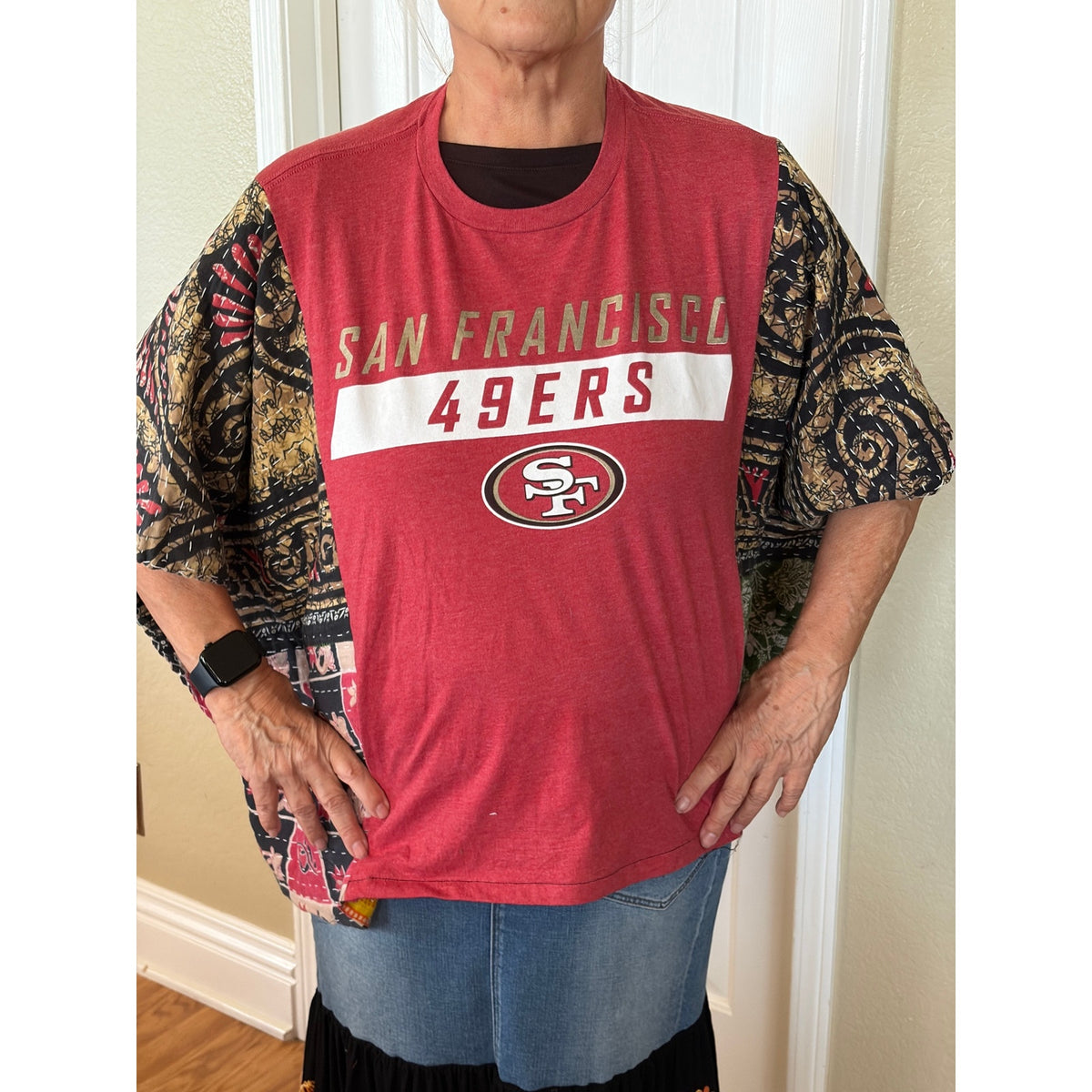 49ers San Francisco NFL Kantha Tunic Top Shirt OS Handmade Boho
