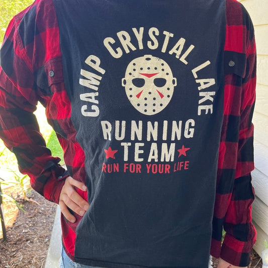 Friday the 13th Camp Crystal Lake Halloween Flannel shirt sweatshirt unisex