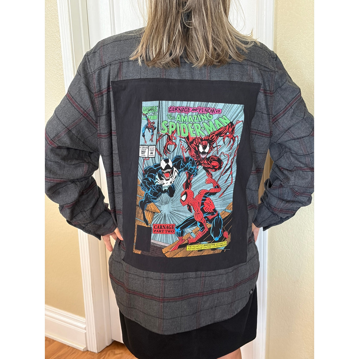 Spiderman Marvel Upcyceld Flannel Shirt unisex X-Large XL