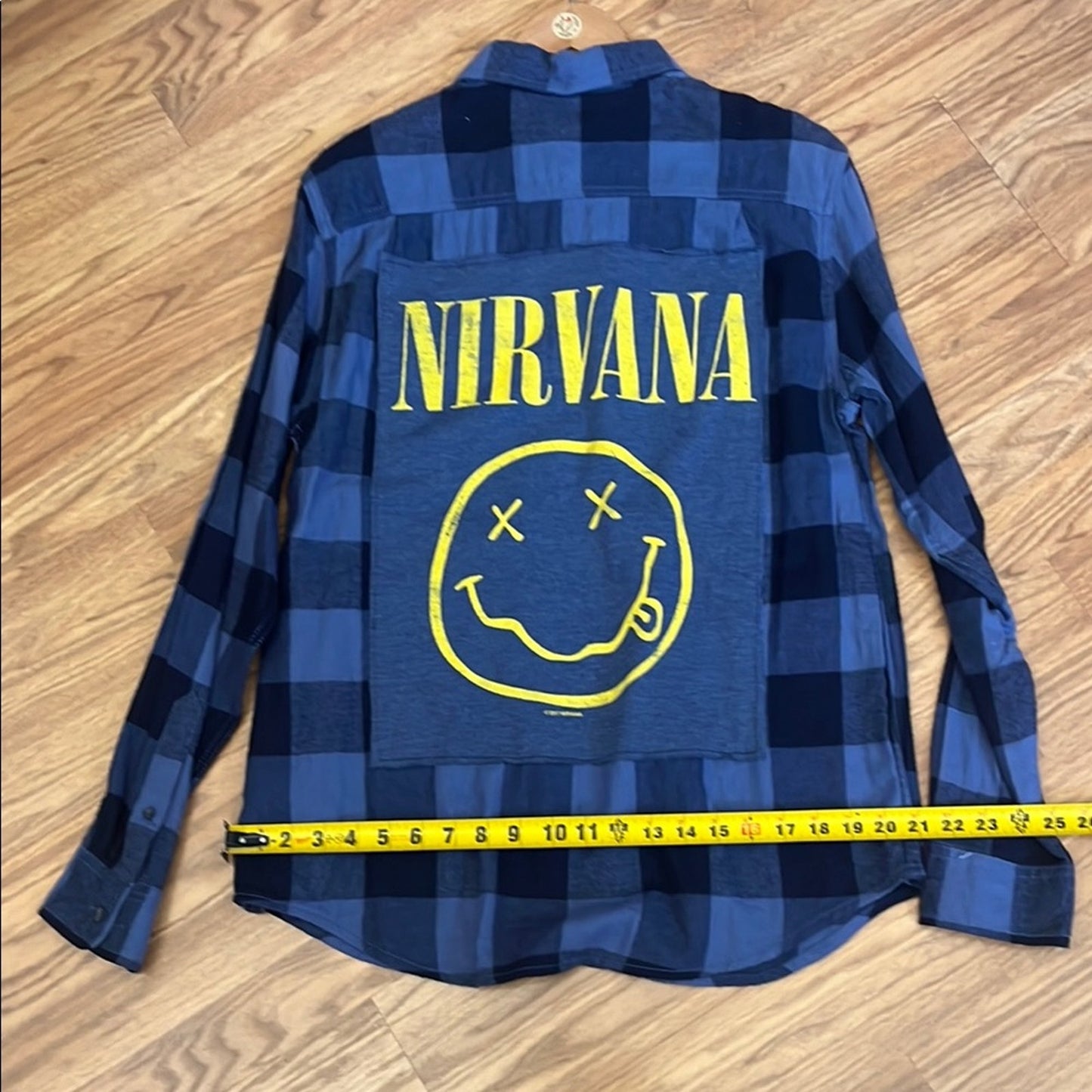 Nirvana Upcycled Flannel Shirt Handmade Unisex Size Medium M