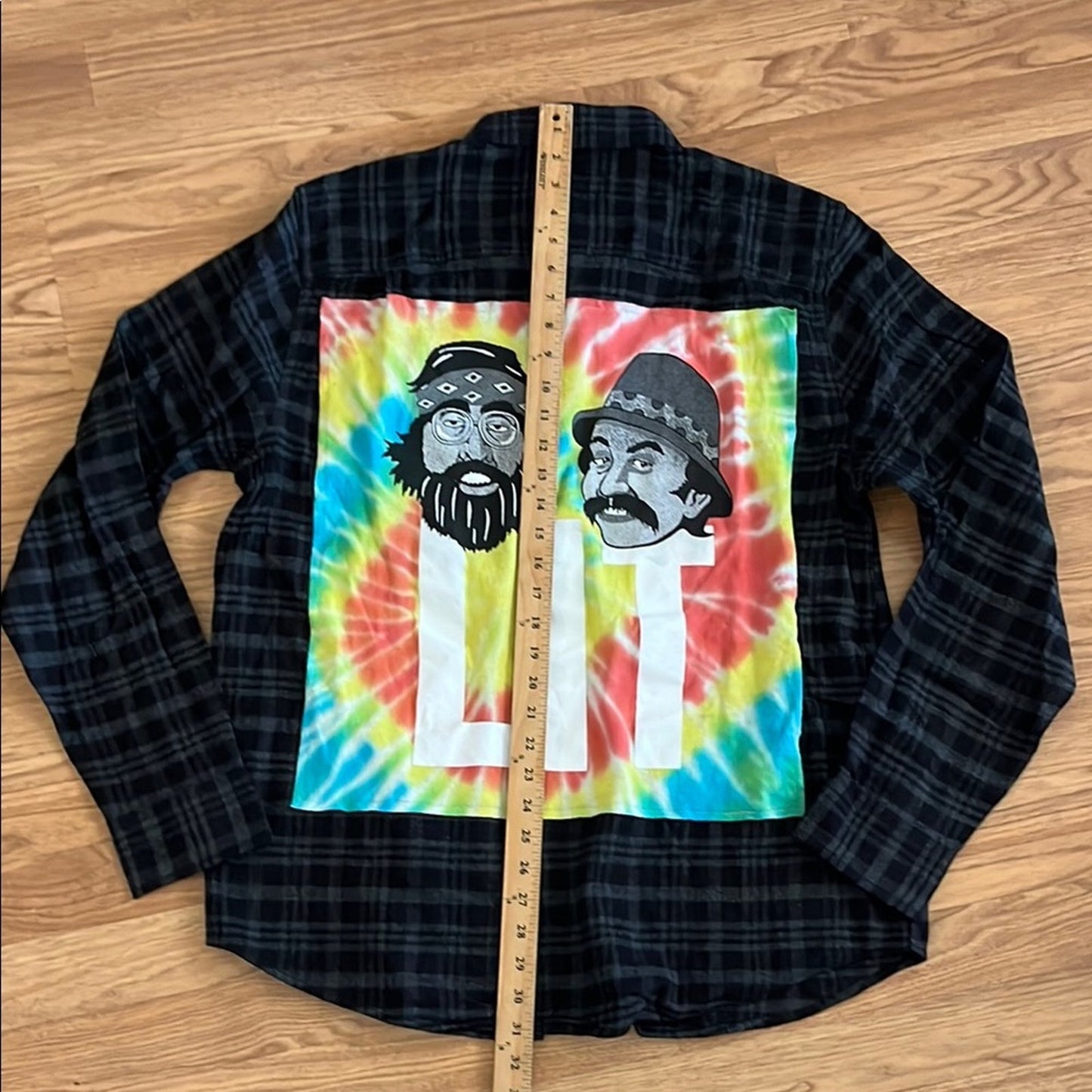 Cheech & Chong Flannel Shirt upcycled unisex Size Large L