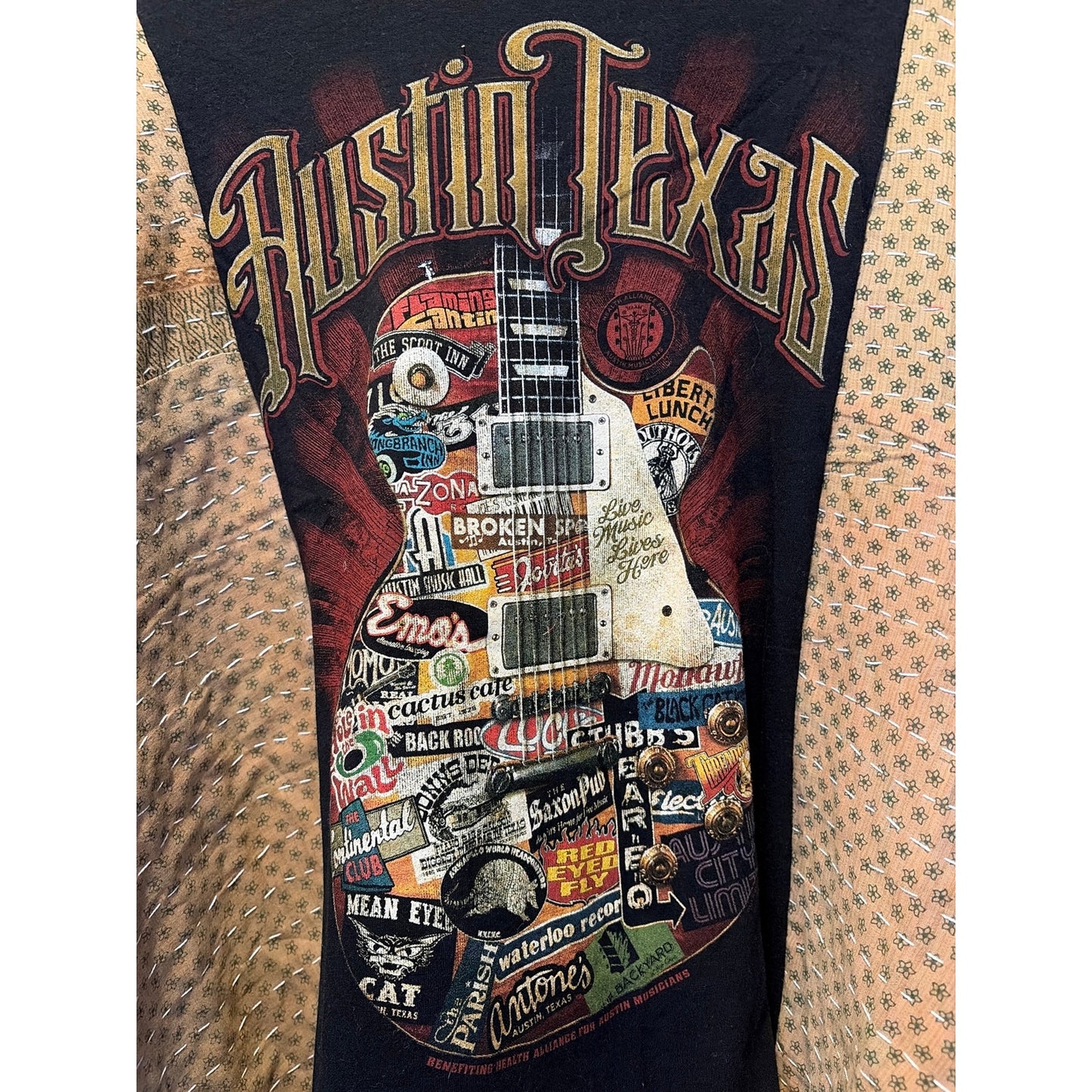 Austin Texas Upcycled Kantha Tunic Top Shirt OS Handmade Boho