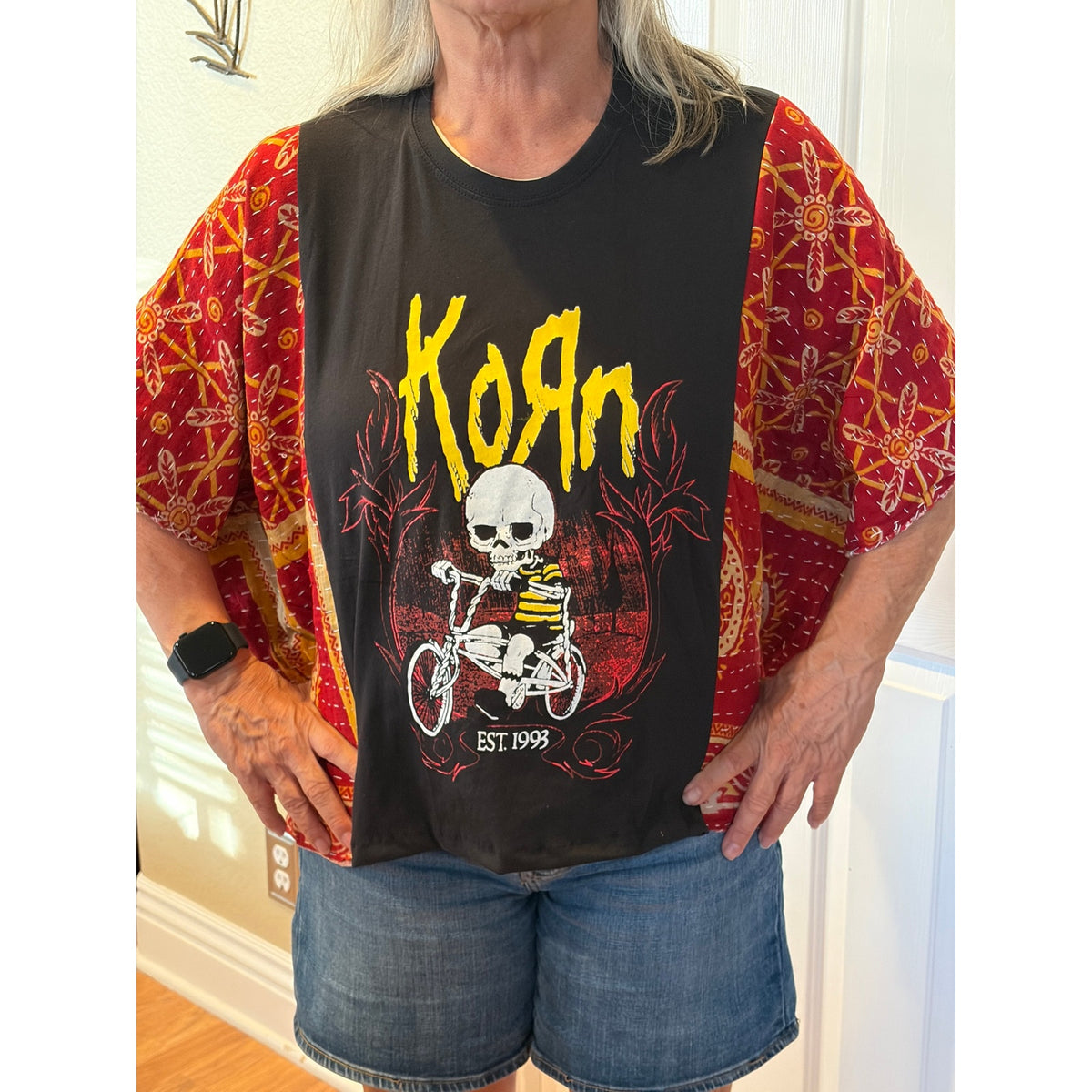 Korn Upcycled Kantha Tunic Top Shirt OS Handmade Boho