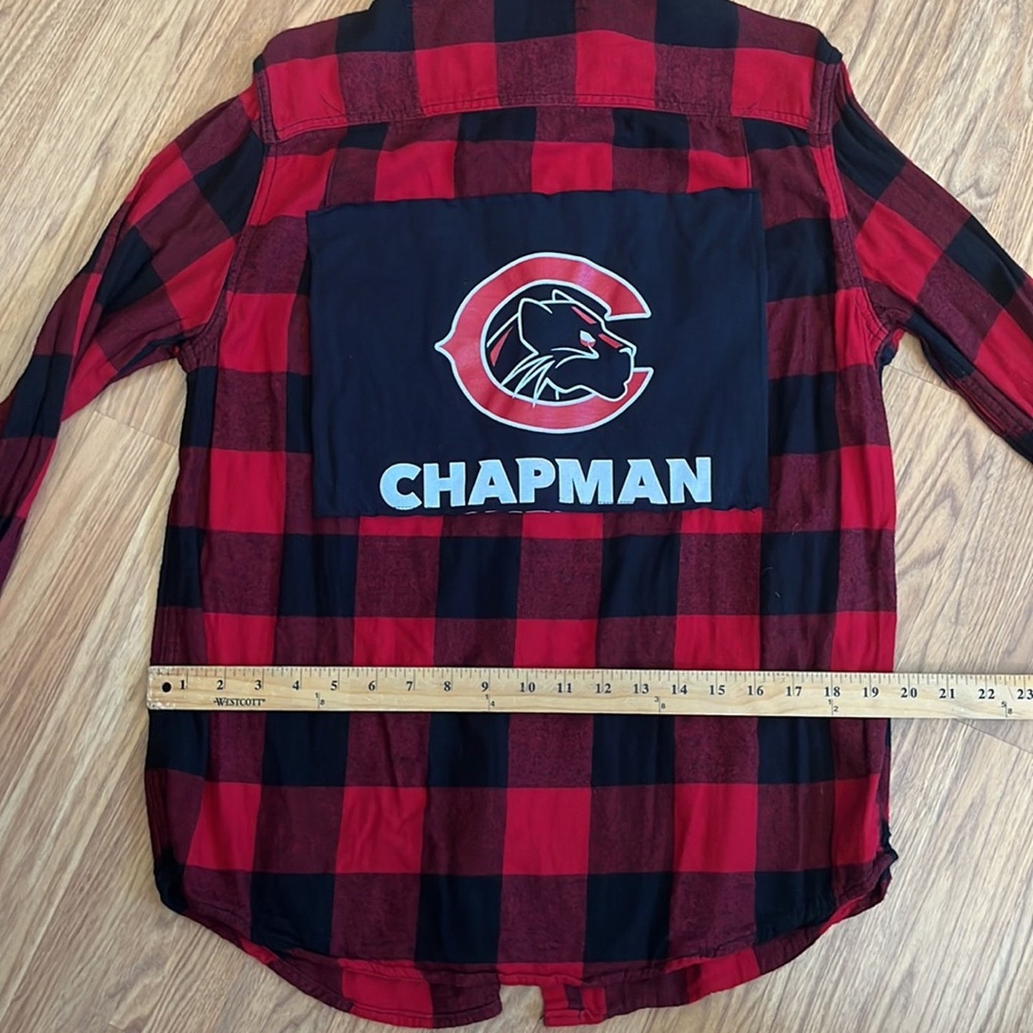 Chapman University Flannel Shirt upcycled one of a kind size Medium unisex