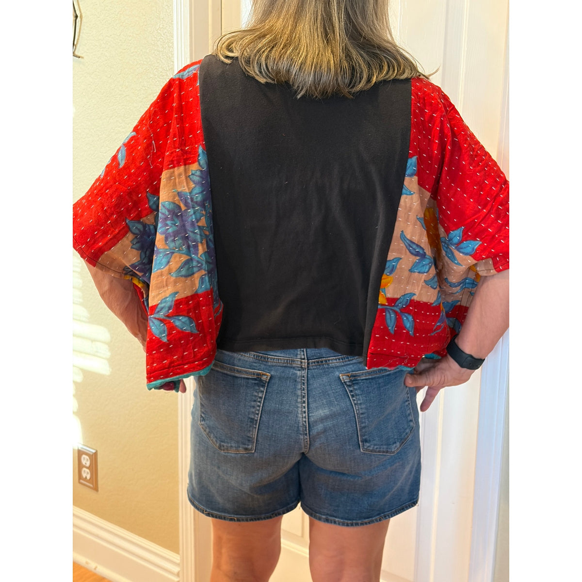 Frida Kahlo Upcycled Kantha Tunic Top Shirt OS Handmade Boho