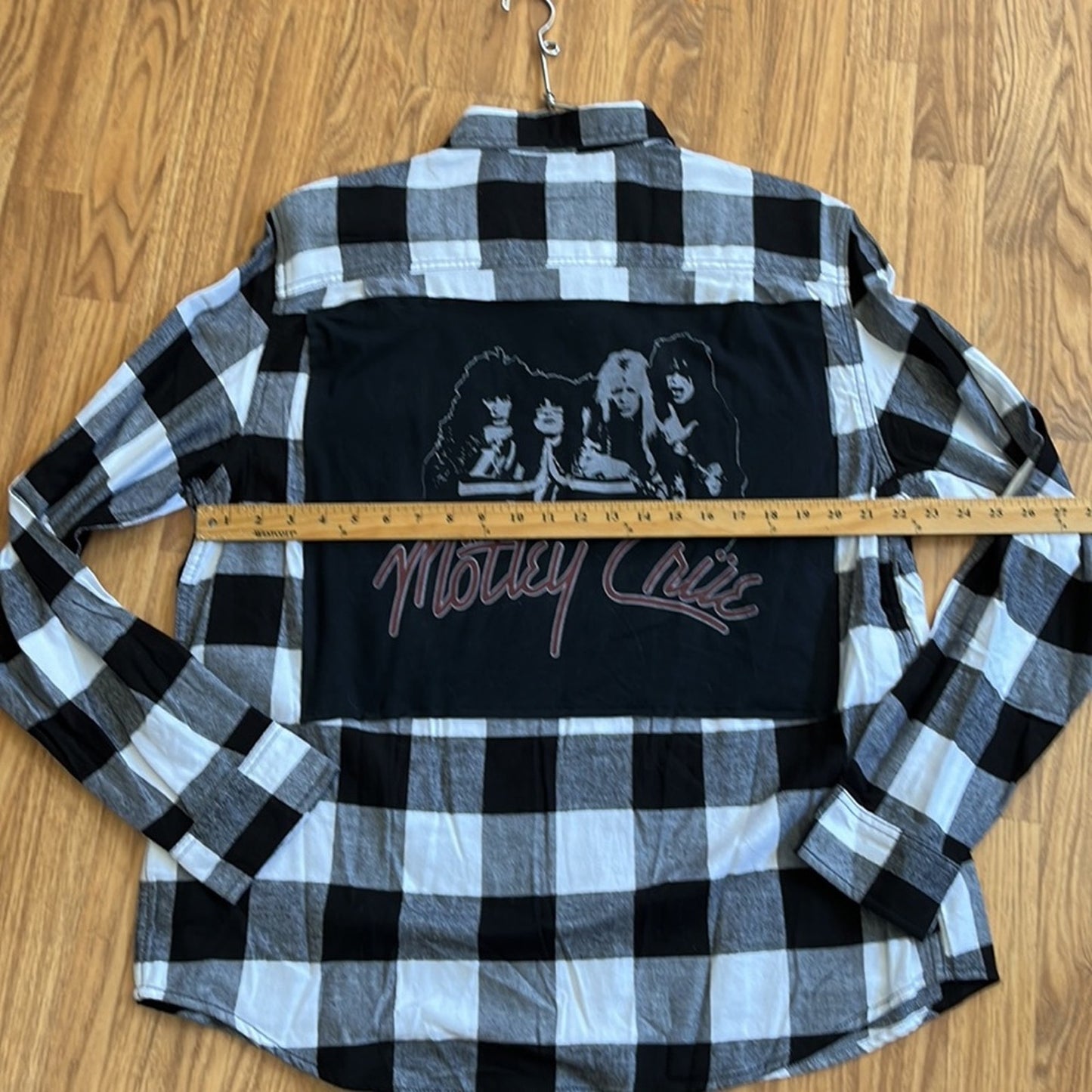 Motley Crue Flannel shirt upcycled one of a kind men's / unisex size XL