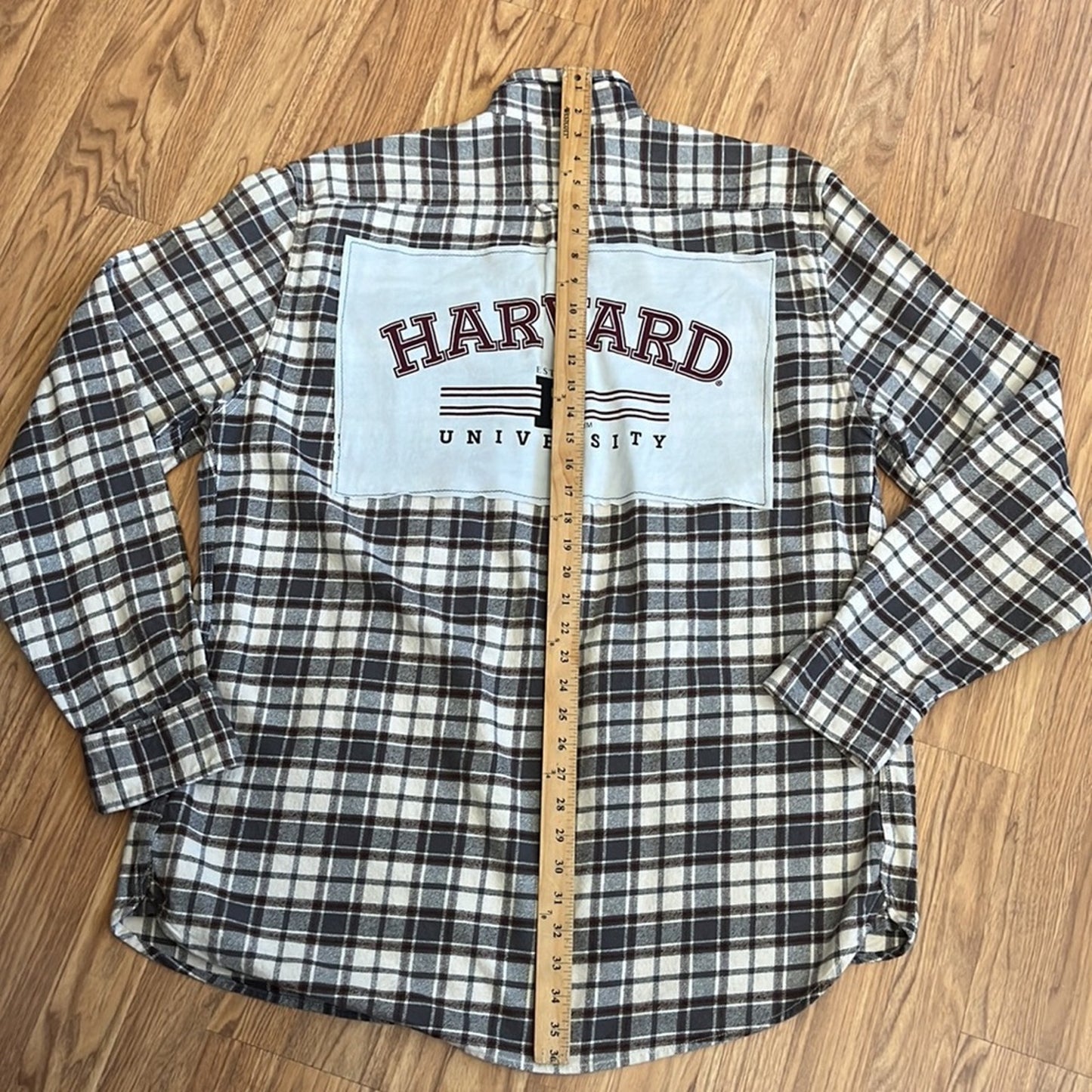 Harvard University Flannel Shirt upcycled one of a kind size XL