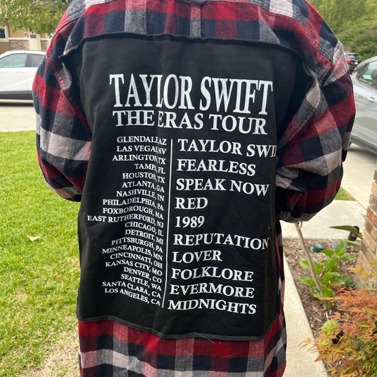 Taylor Swift Eras Tour Upcycled Flannel Shirt unisex Size Large XLT