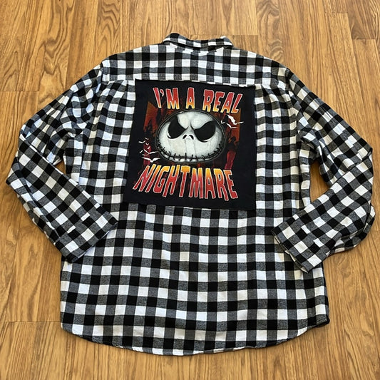 Nightmare before Christmas Flannel Shirt upcycled unisex size XL