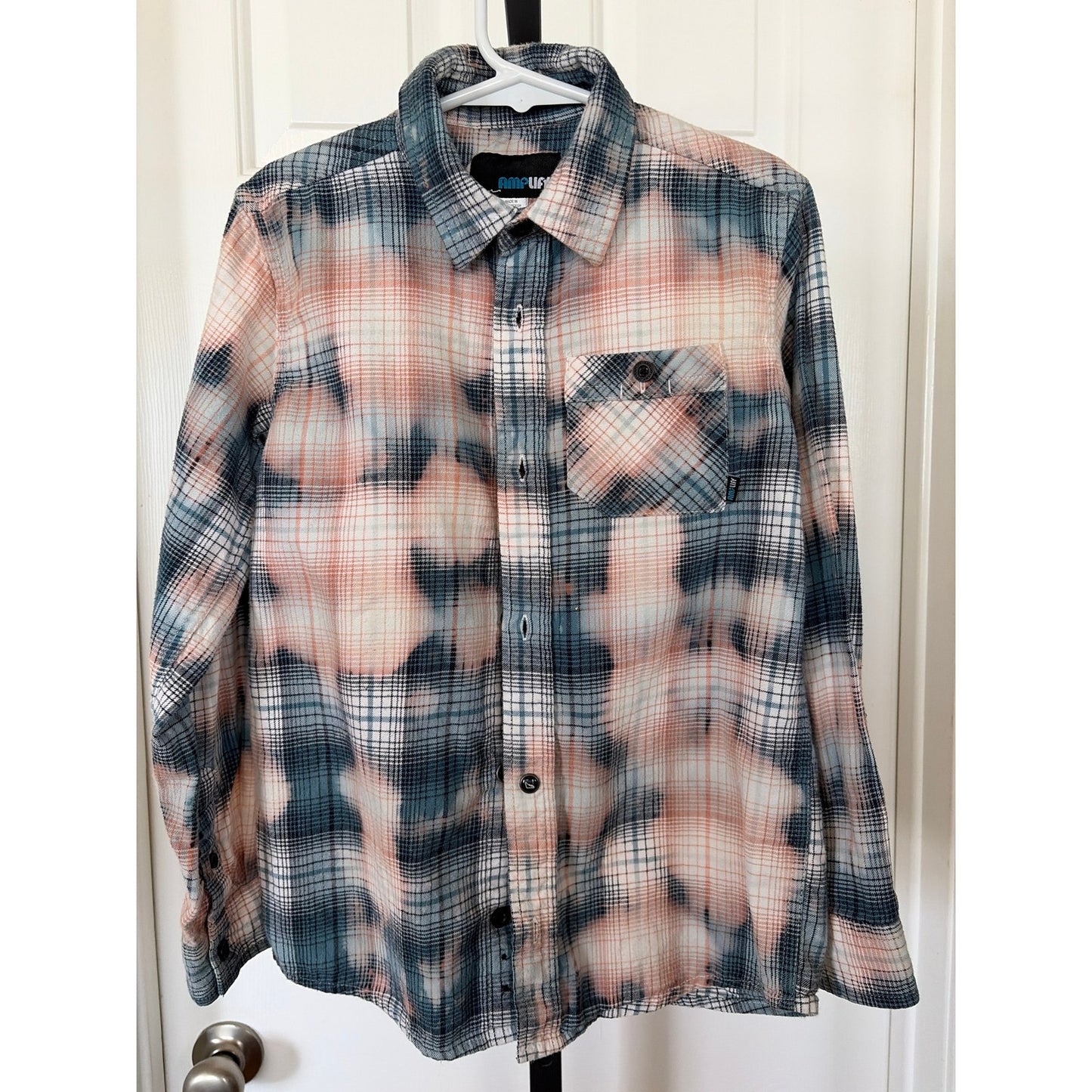Paw Patrol Upcycled Bleached Flannel Shirt Size Large Unisex