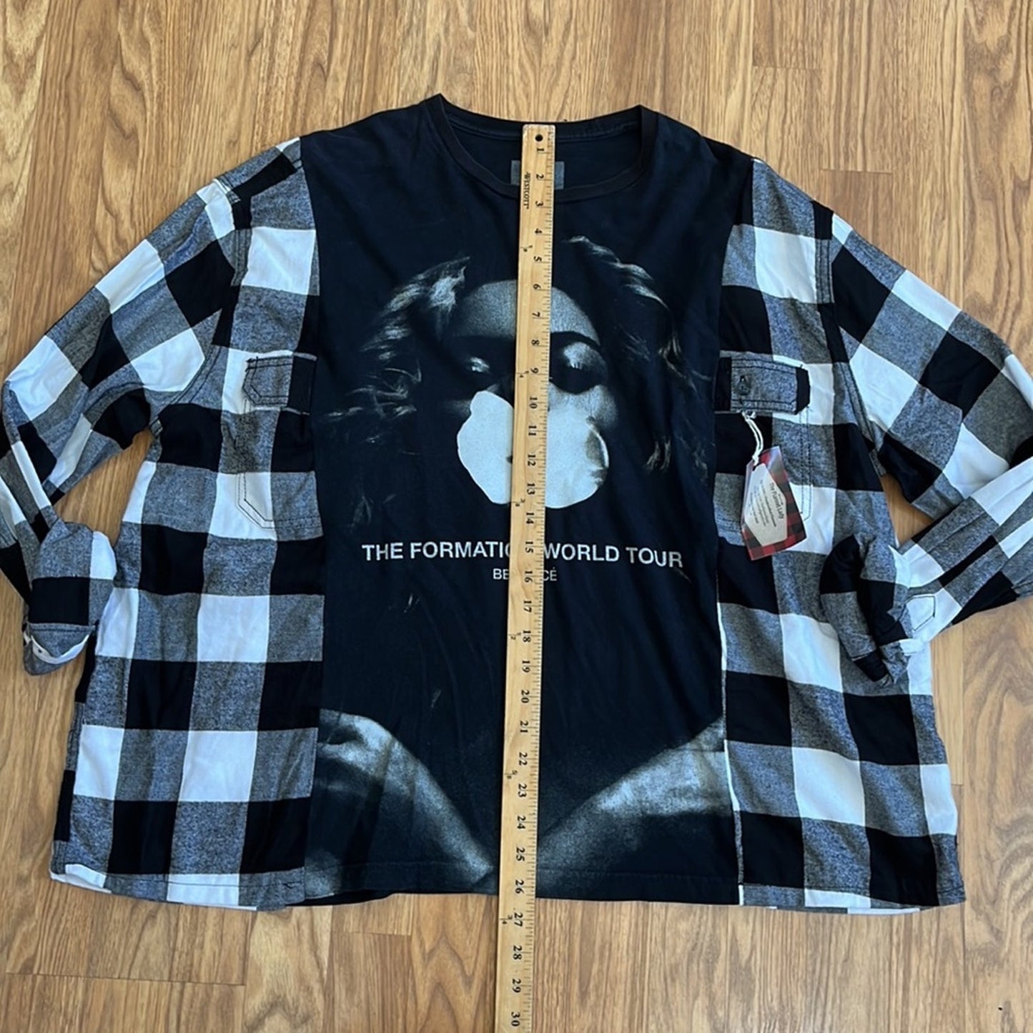 Beyoncé flannel shirt sweatshirt upcycled one of a kind unisex one size