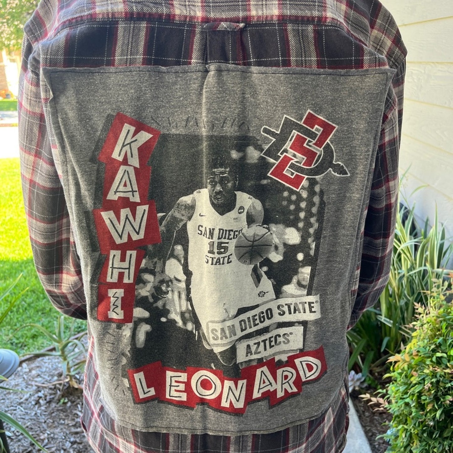 SDSU Aztecs Kawhi Leonard Flannel Shirt upcycled one of a kind Medium unisex