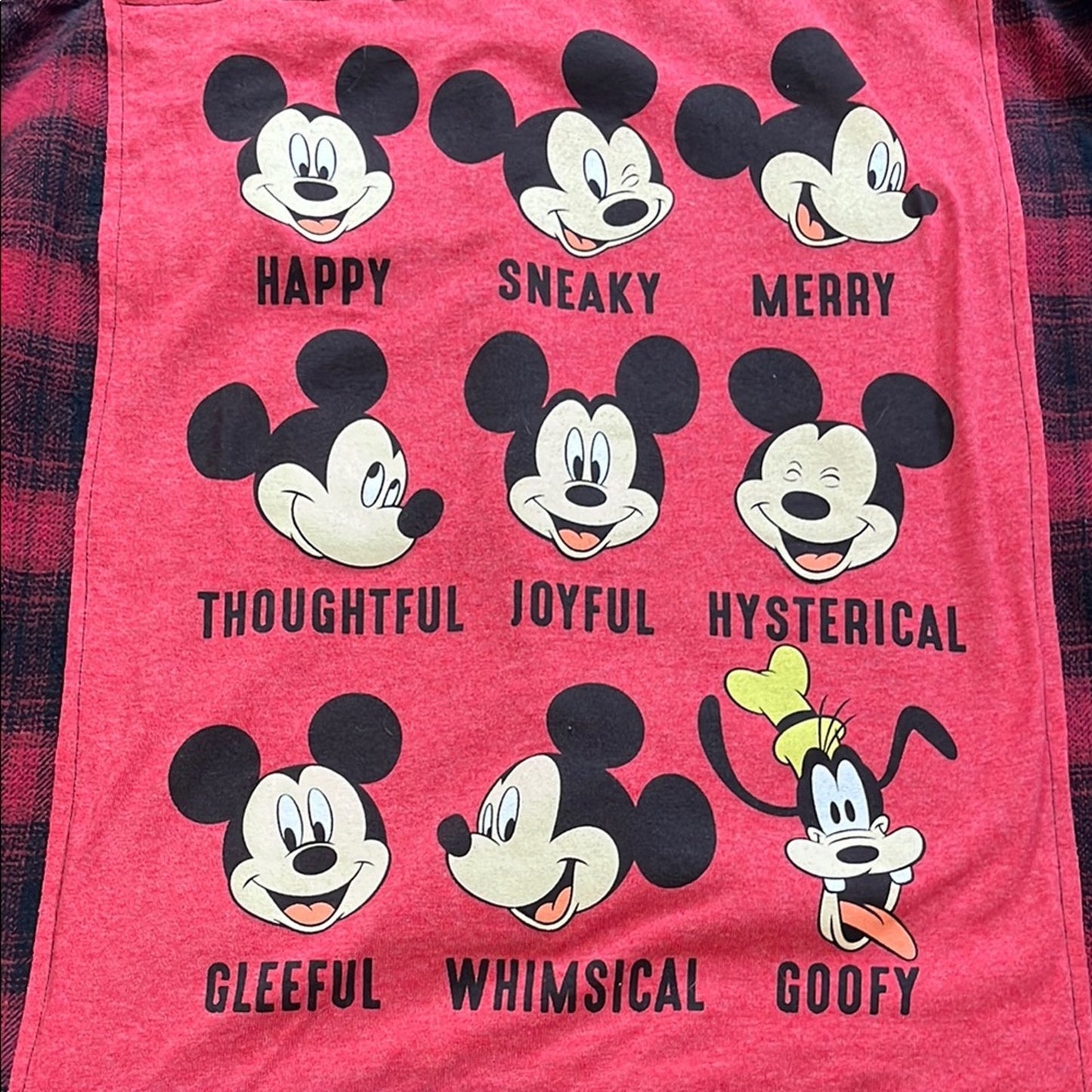Mickey Mouse Disney Flannel Shirt Upcycled Unisex Size XLarge XL