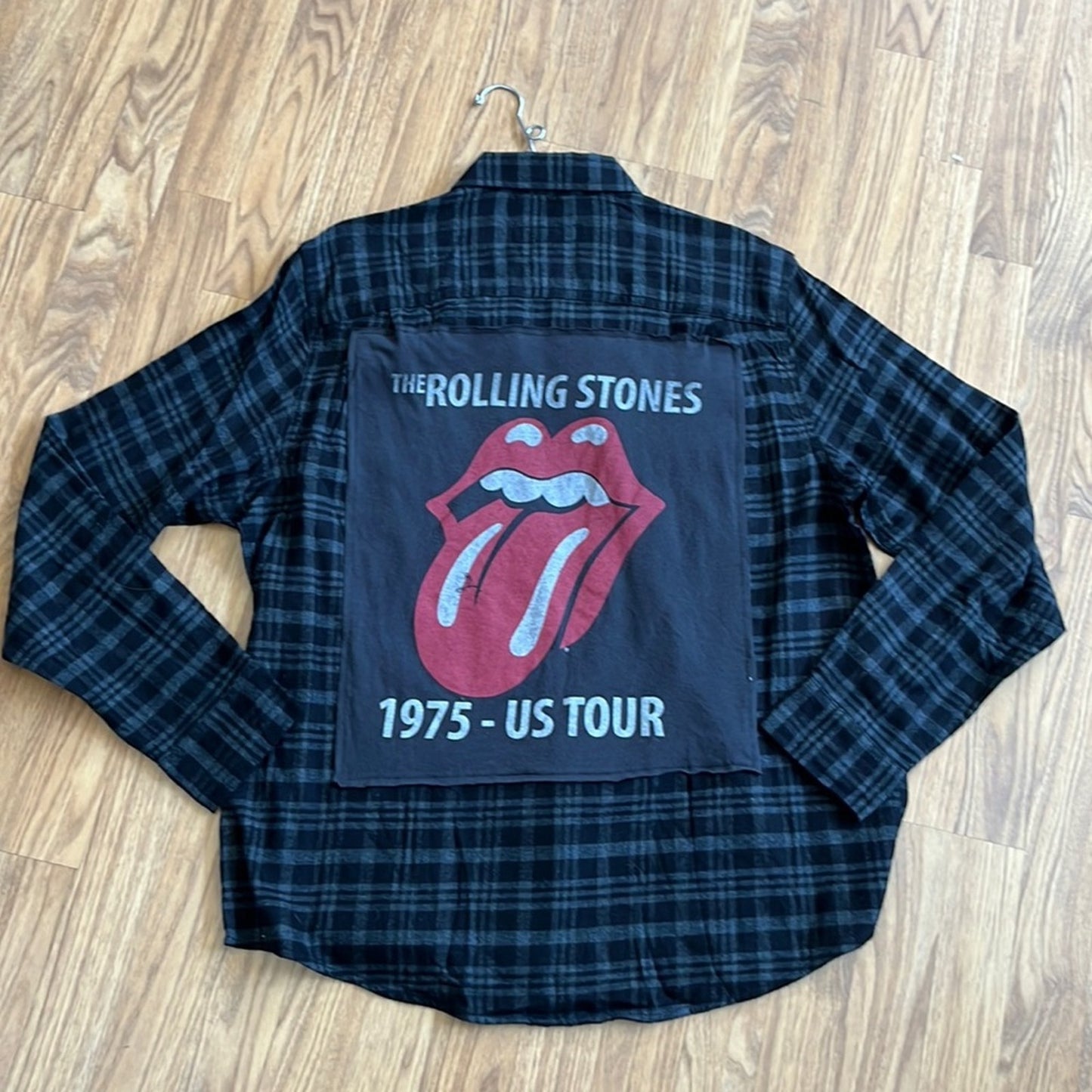 The Rolling Stones Flannel upcycled one of a kind size large men's / unisex