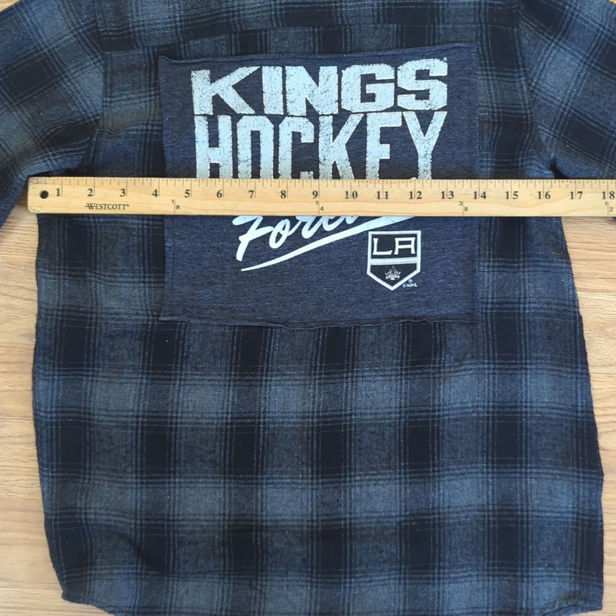 LA Kings Hockey Flannel Shirt upcycled unisex size medium
