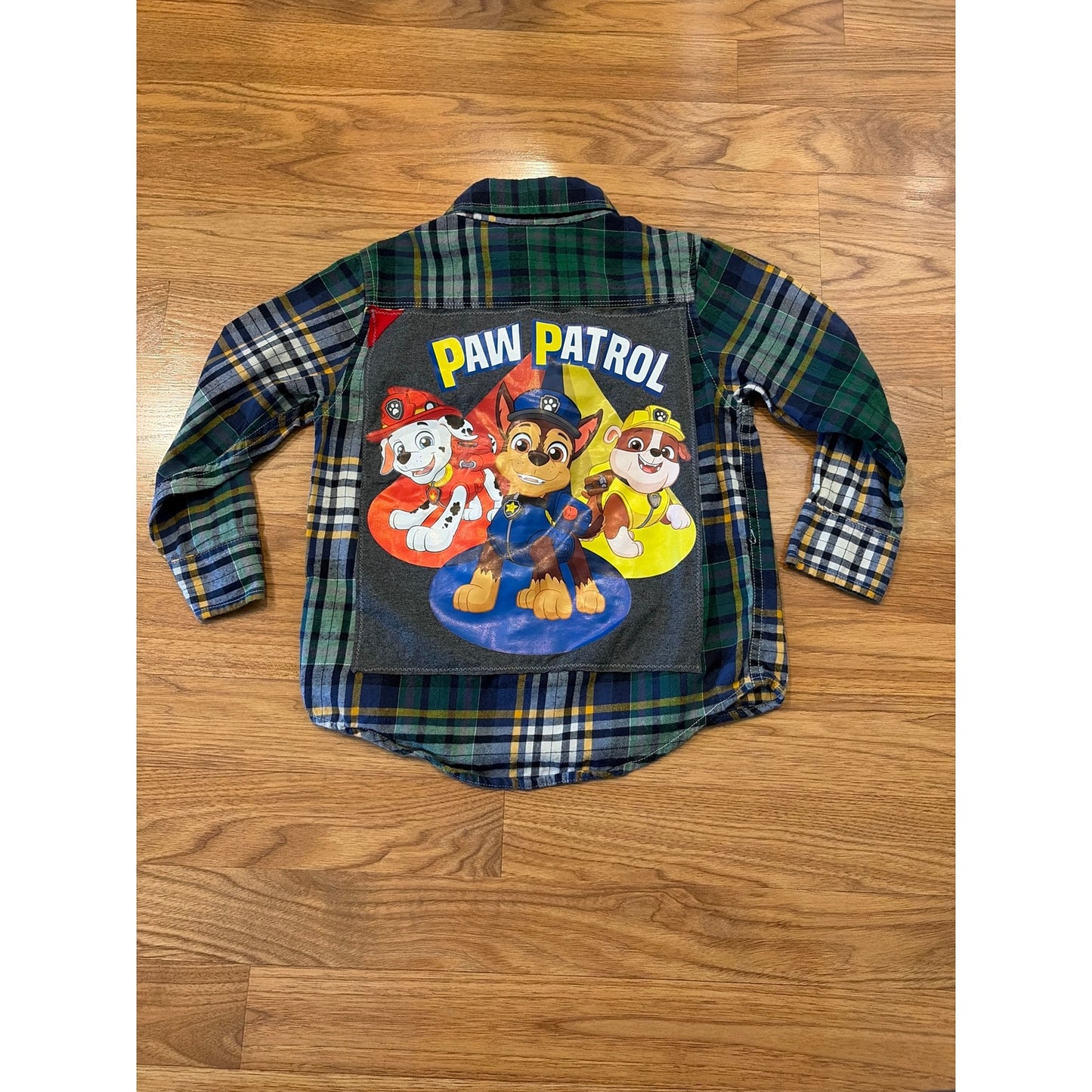 Paw Patrol Upcycled Flannel Shirt 4T 4 Toddler Baby Gap