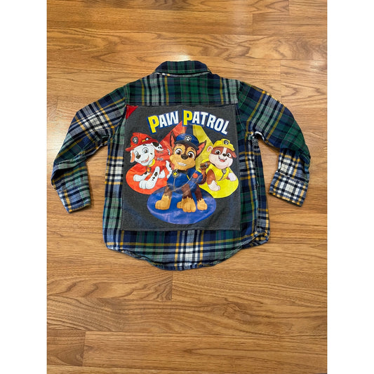 Paw Patrol Upcycled Flannel Shirt 4T 4 Toddler Baby Gap