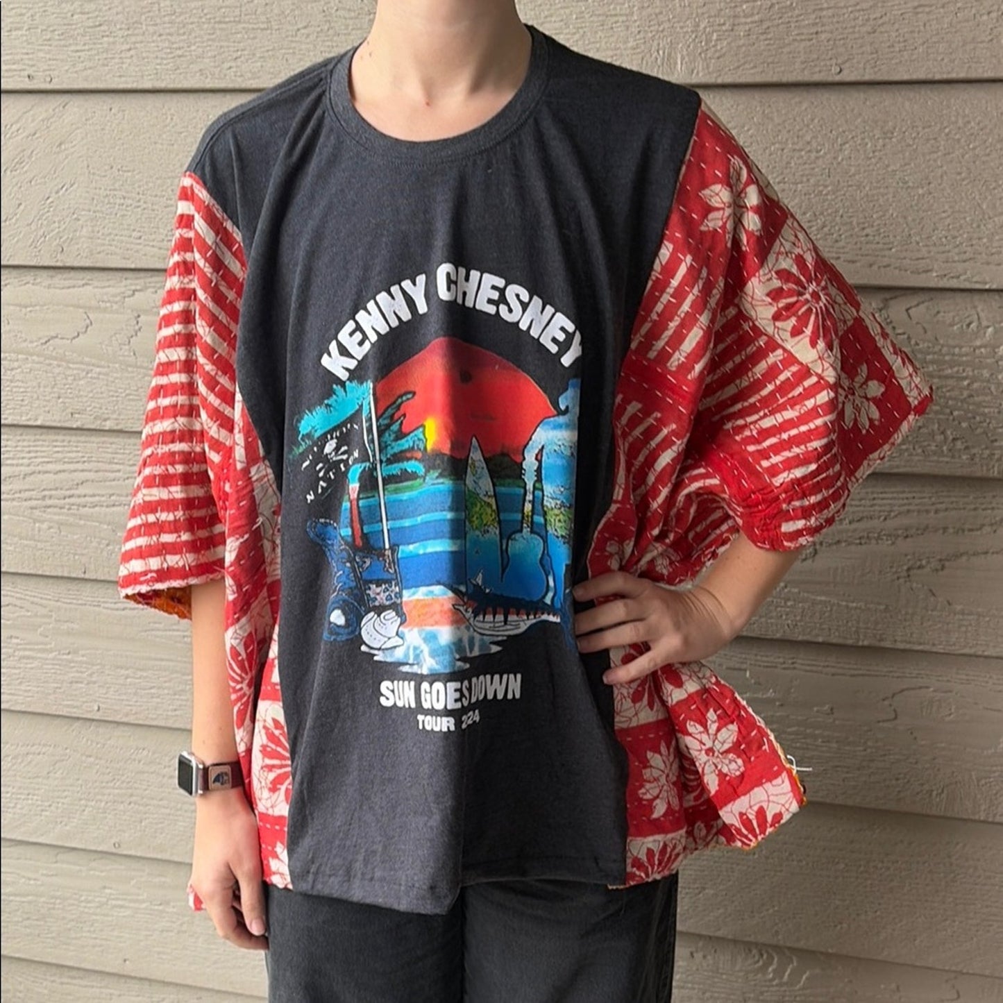 Kenny Chesney Upcycled Kantha Tunic Top Shirt OS Handmade Bohemian Hippie