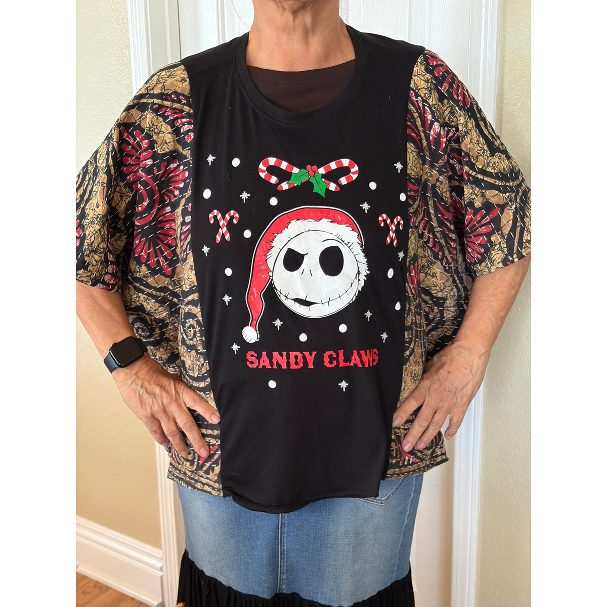Nightmare Before Christmas Upcycled Kantha Tunic Top Shirt Boho