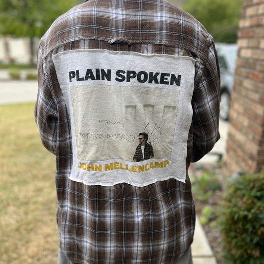 John Mellencamp Flannel Shirt Upcycled unisex Size Large L