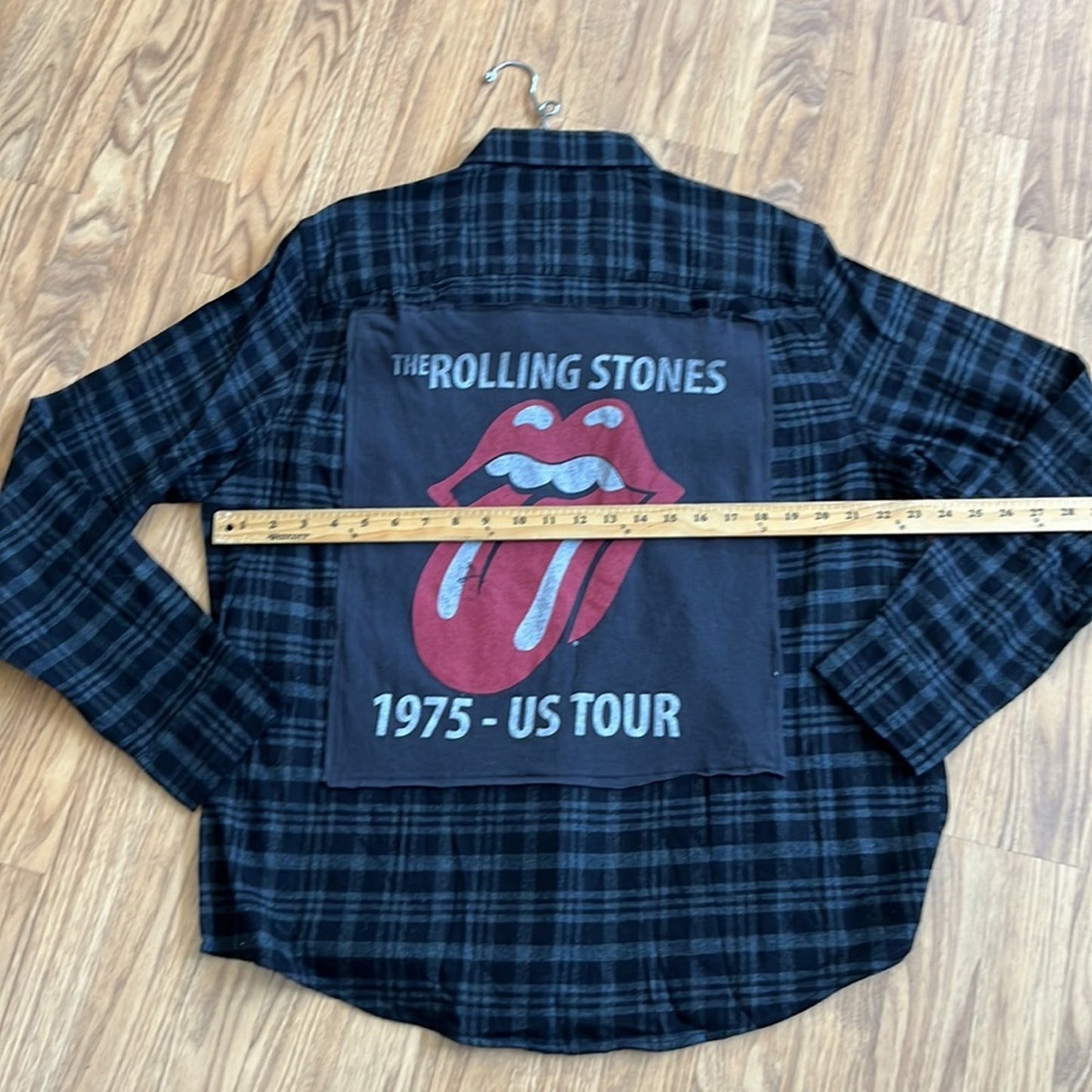 The Rolling Stones Flannel upcycled one of a kind size large men's / unisex