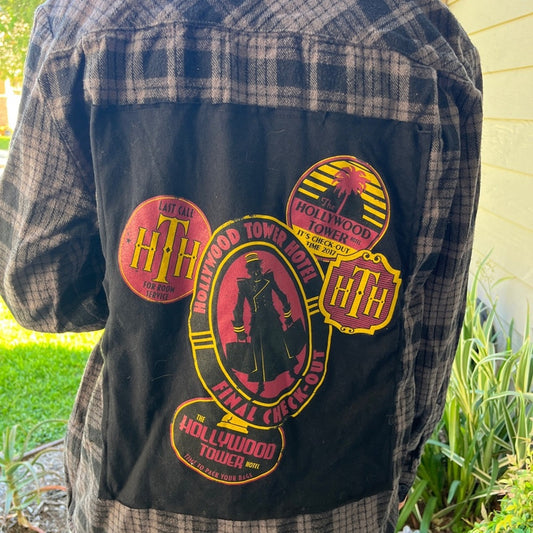 Disneyland Hollywood Tower of Terror Flannel Shirt upcycled unisex medium