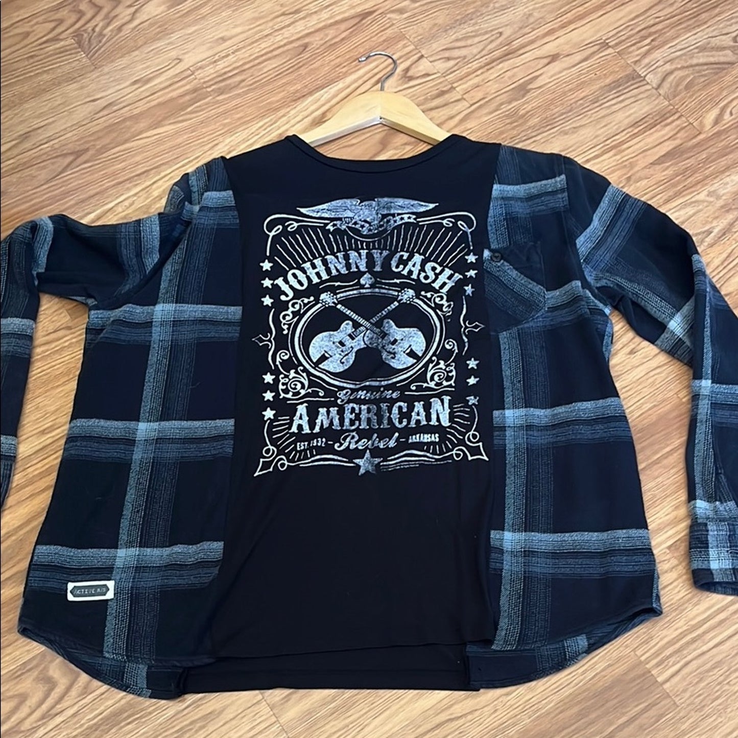 Johnny Cash Flannel Shirt / Sweatshirt upcycled unisex one size