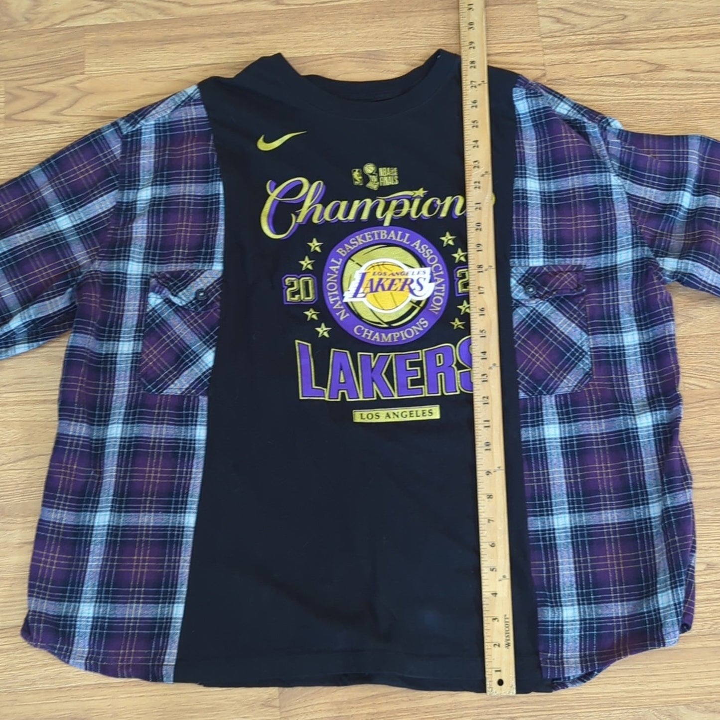 LA Lakers 2020 Champions Upcycled Flannel Shirt One of a kind reworked unisex